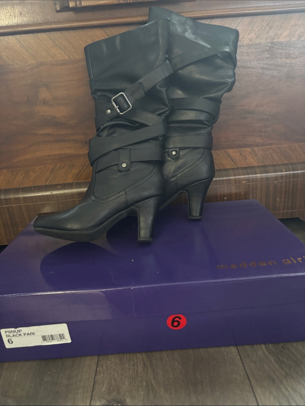 Madden Girl Black Heeled Pinup Boots